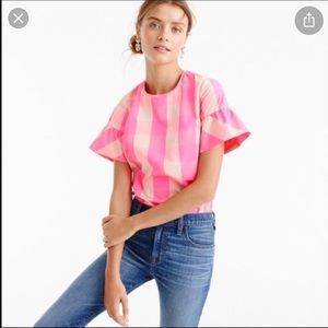 JCrew neon pink taffeta top